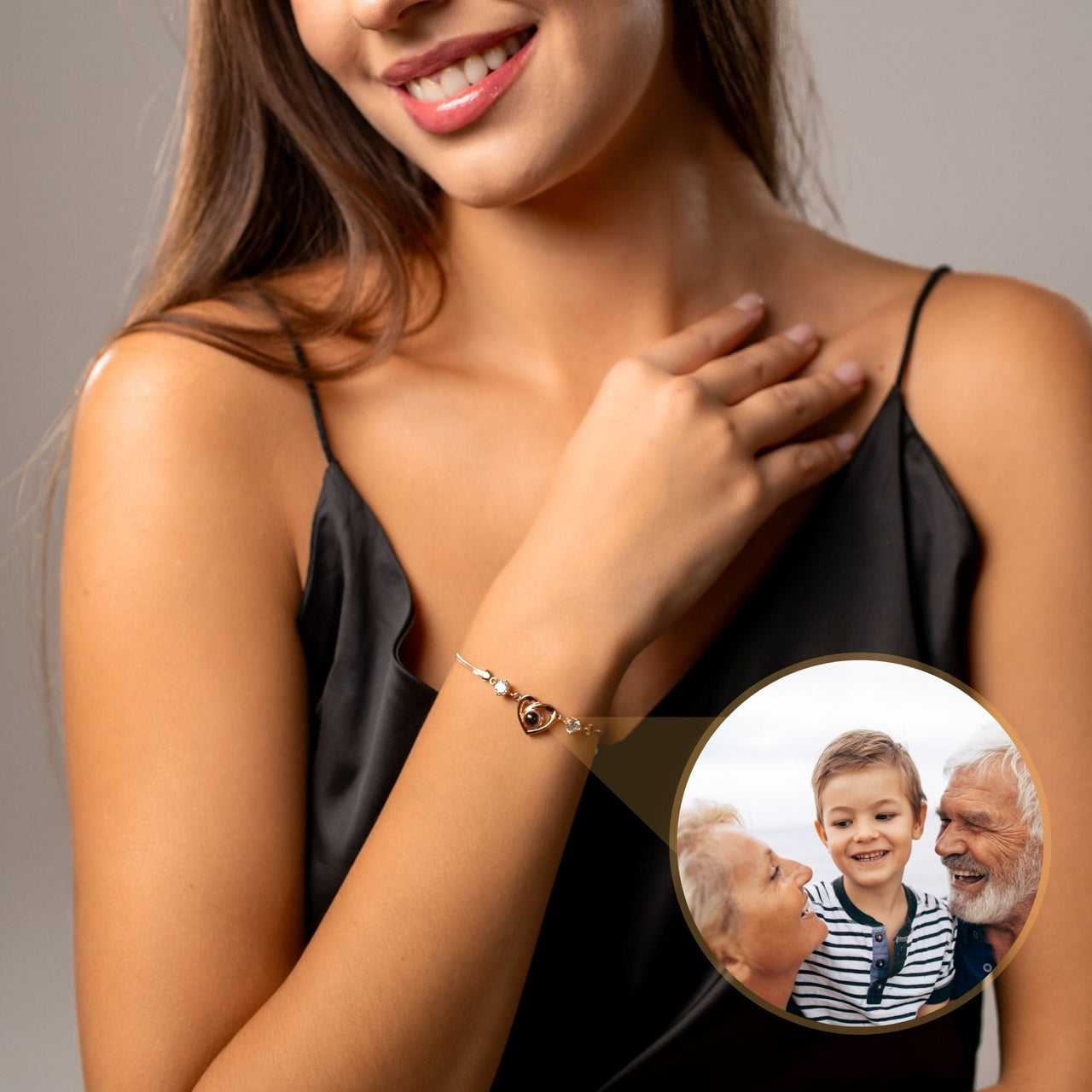 Diamond Personalized Photo Bracelet - Personalized Gift - Custom Jewelry For Her - Custom Bracelet Picture - Personalised Photo Gift Bracelet Brother & Sisters