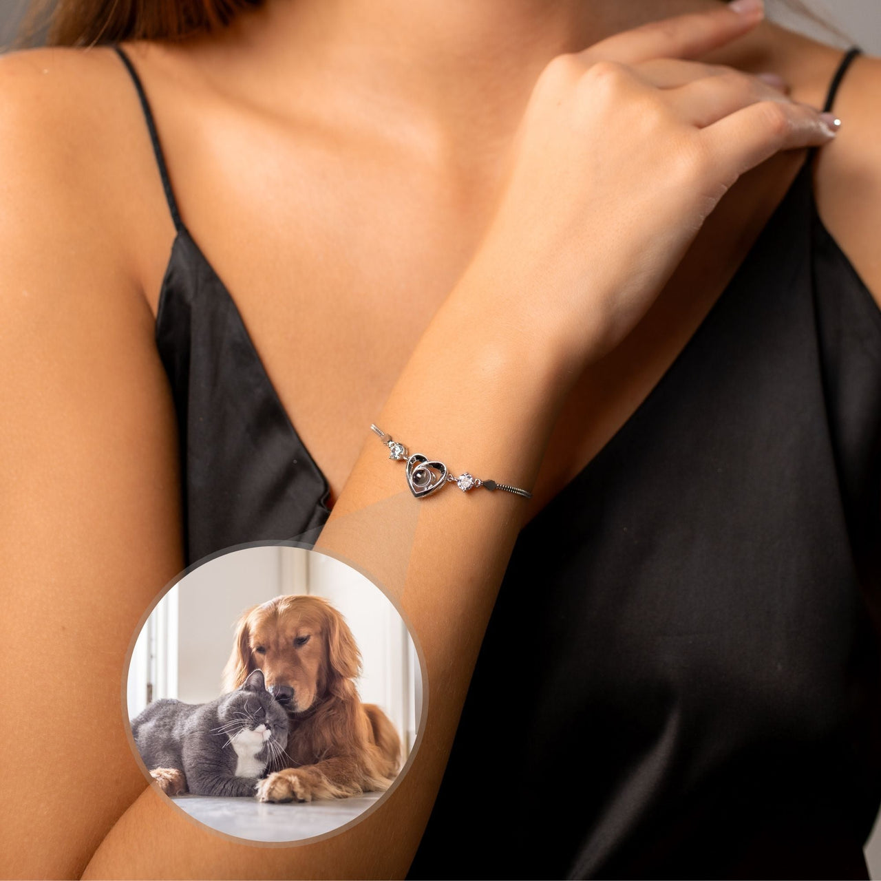 Diamond Personalized Photo Bracelet - Personalized Gift - Custom Jewelry For Her - Custom Bracelet Picture - Personalised Photo Gift Bracelet Brother & Sisters