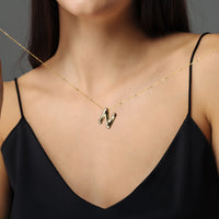 Thumbnail for Gold Necklace for a Woman - Essential Initial Necklace - Woman Necklace - Bubble Letter Necklace Necklace Brother & Sisters