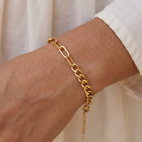 Thumbnail for Bracelet maille trombone — gros plan sur les détails, or | SKU: ledouble