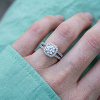 Thumbnail for Anello halo — primo piano dei dettagli, argento | SKU: 346060-4.5-silver