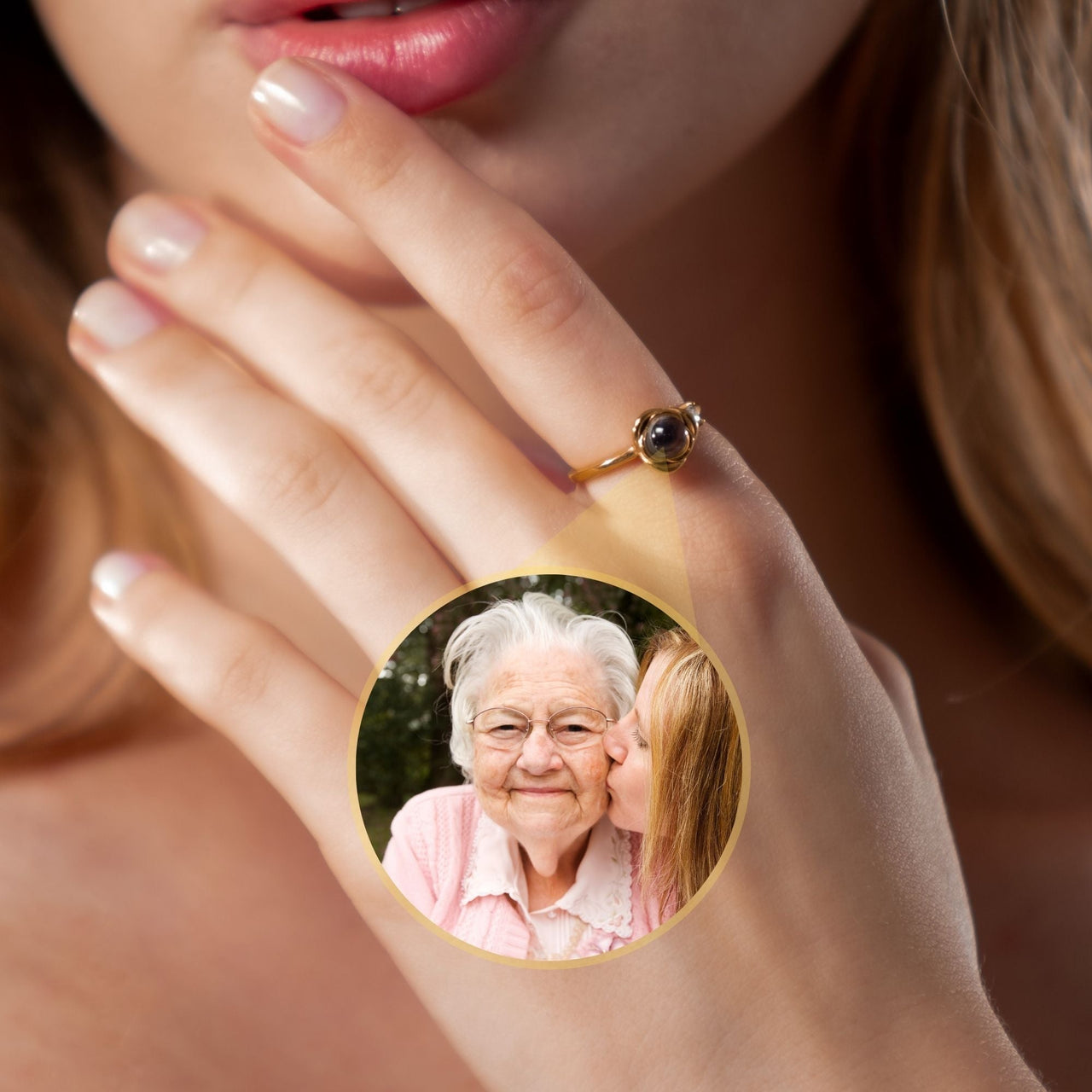 Stainless Steel Ring - Woman Ring - Adjustable Photo Ring - Personalised Ring Ring Gold Brother & Sisters