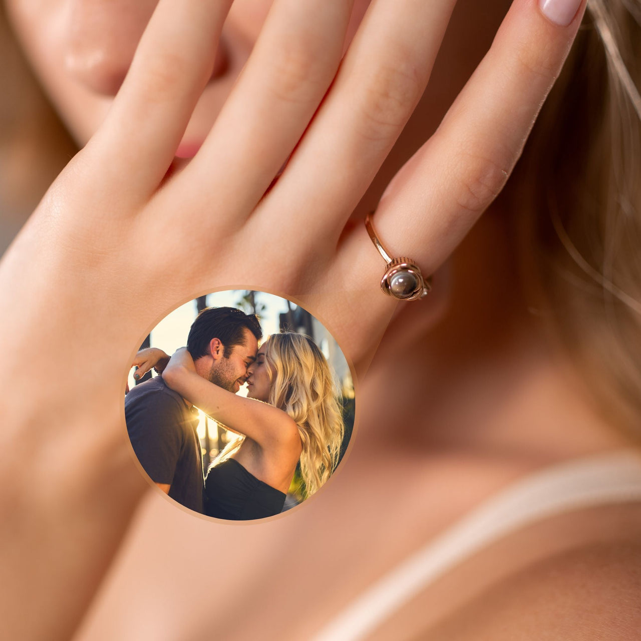 Stainless Steel Ring - Woman Ring - Adjustable Photo Ring - Personalised Ring Ring Rose Gold Brother & Sisters
