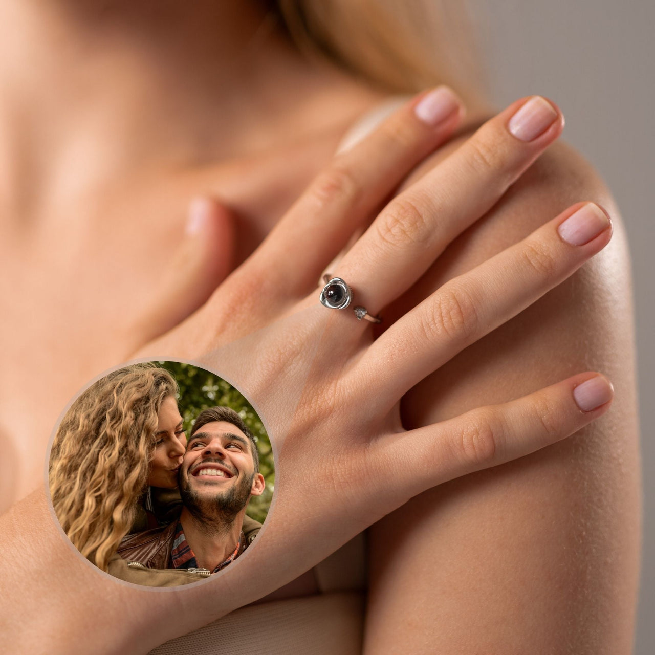 Stainless Steel Ring - Woman Ring - Adjustable Photo Ring - Personalised Ring Ring Silver Brother & Sisters