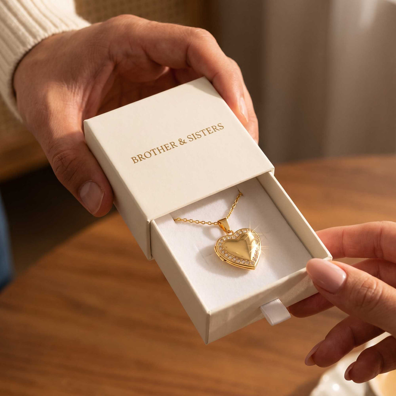 Kristall-Herz-Medaillon Halskette mit Foto