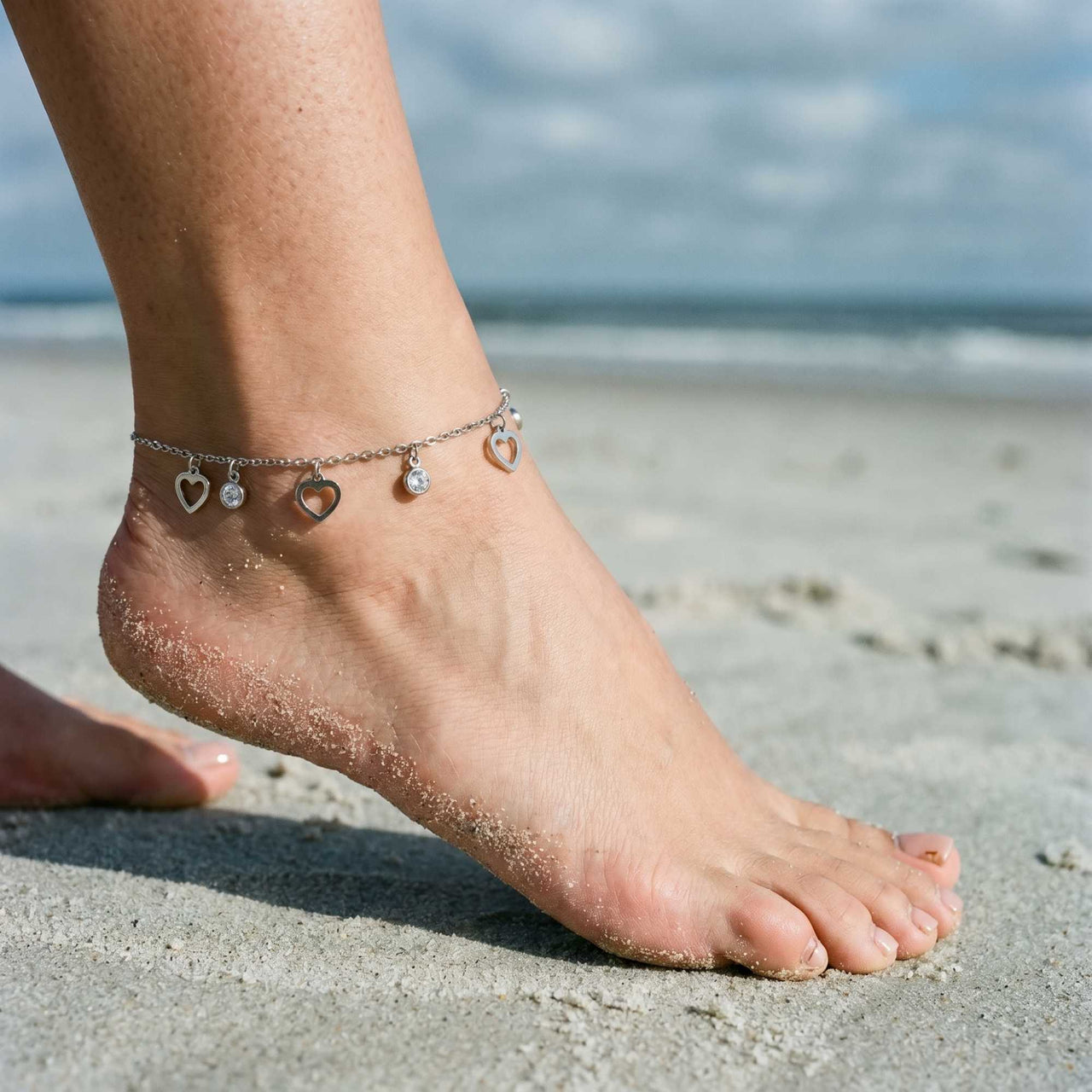 Chaîne de Cheville Cœur & Cristal