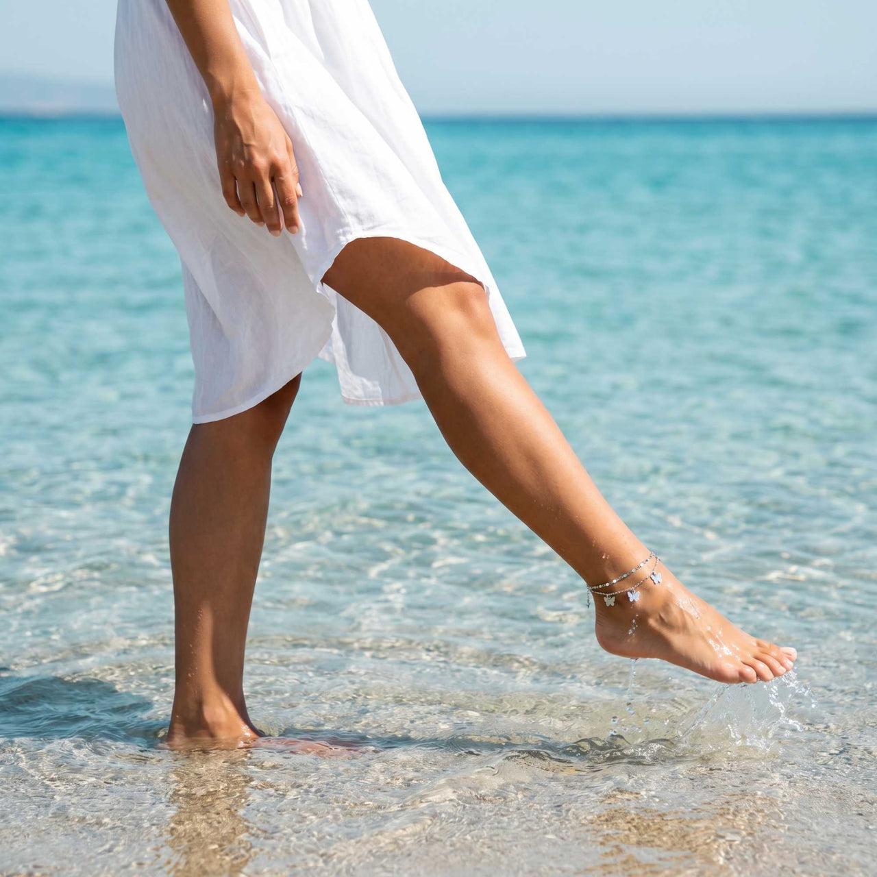 Fußkettchen Gold Schmetterling Zweilagig