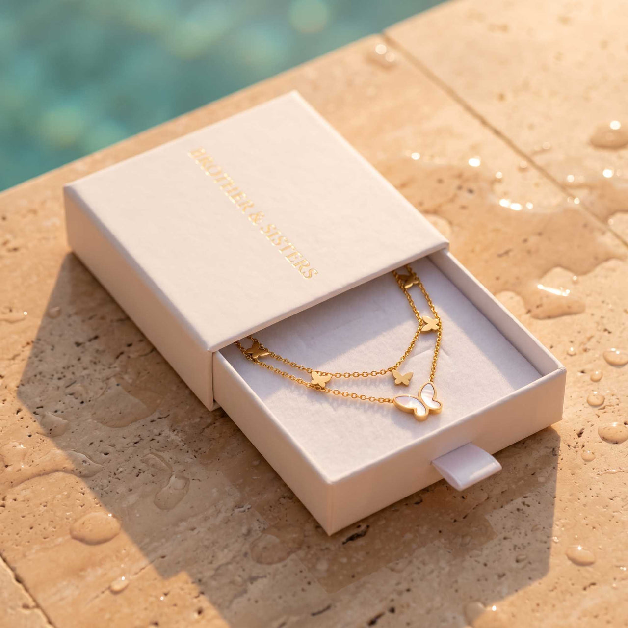 Fußkettchen Gold Schmetterling Perlmutt