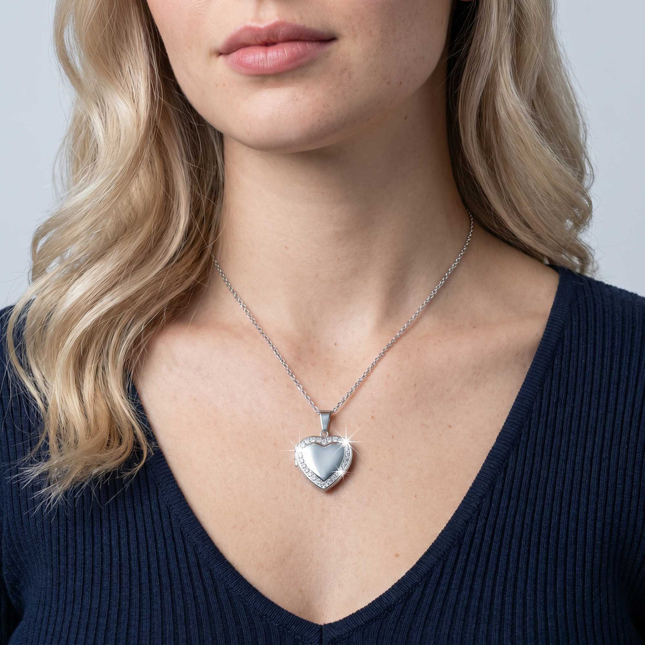 Kristall-Herz-Medaillon Halskette mit Foto