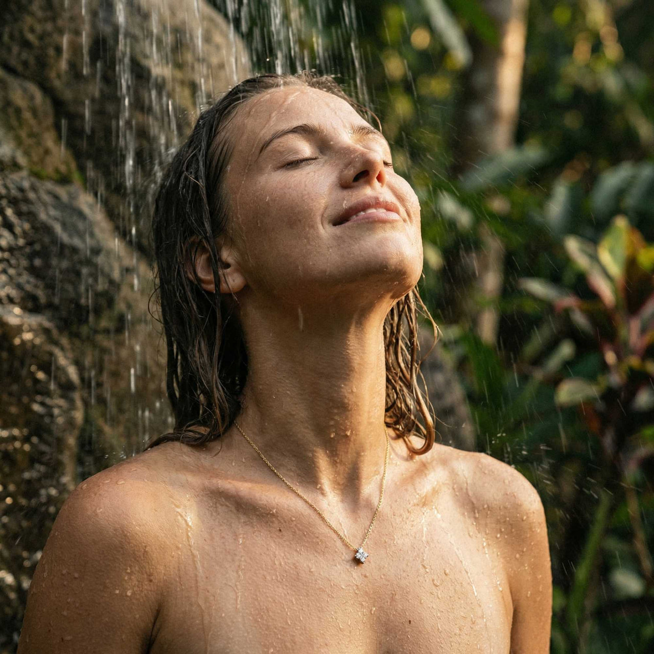 Kristall Blumen Anhänger Kette