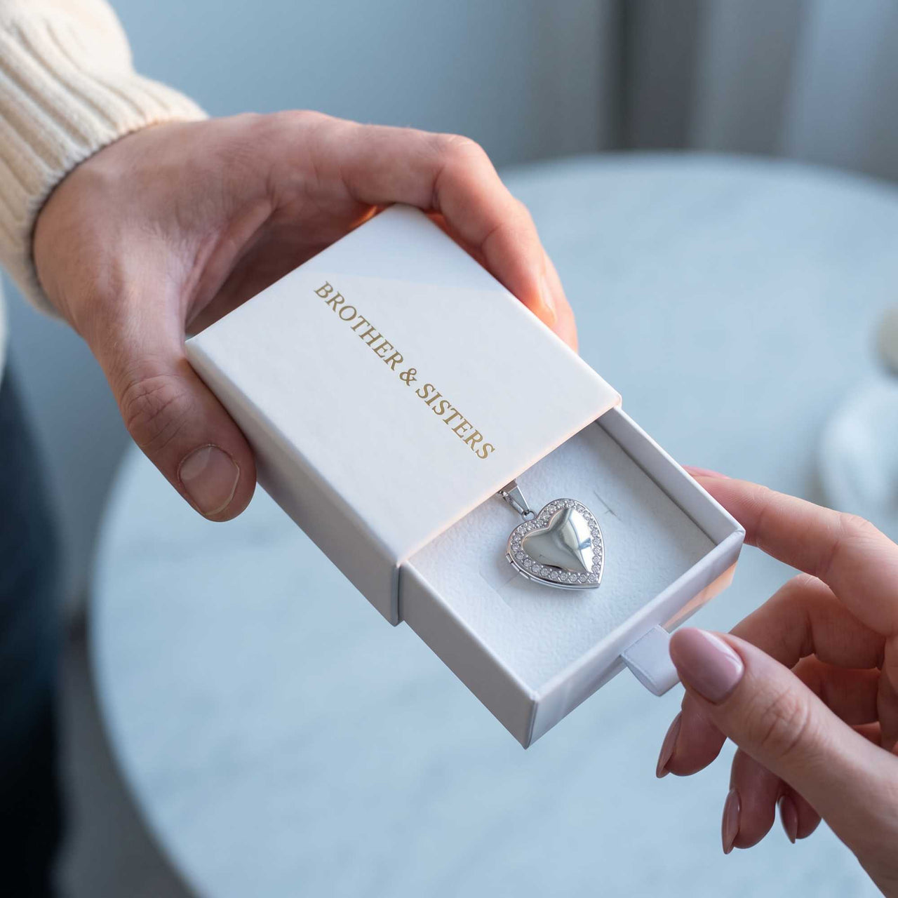 Kristall-Herz-Medaillon Halskette mit Foto