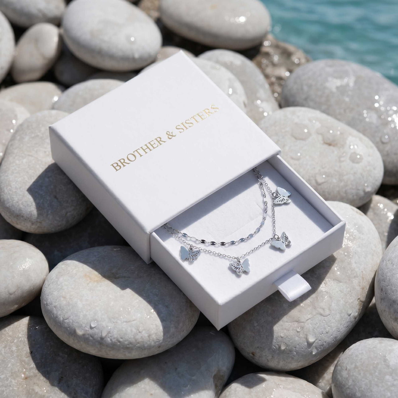 Fußkettchen Gold Schmetterling Zweilagig