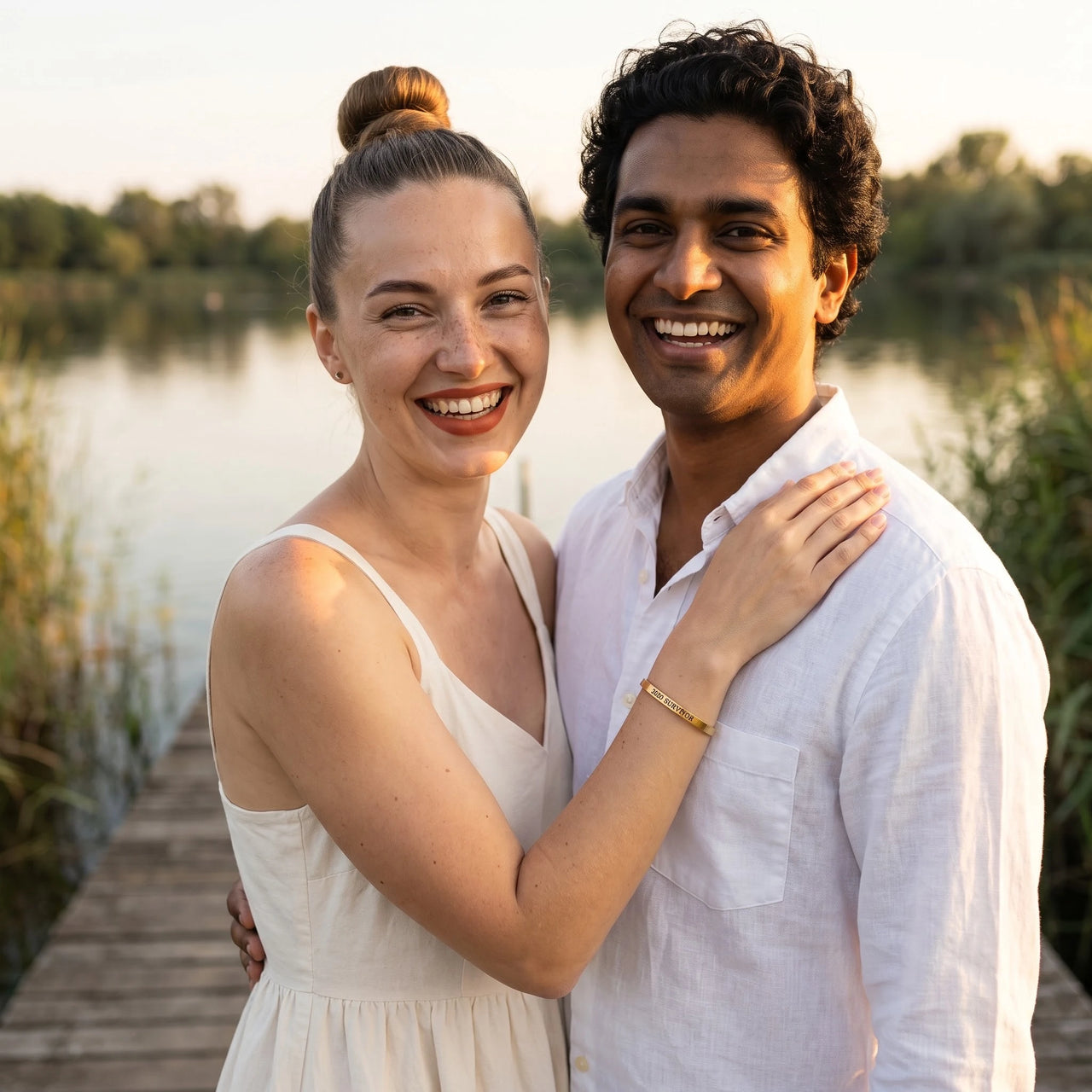 Bracciale con scritta — foto di coppia, oro | SKU: 2020s-g