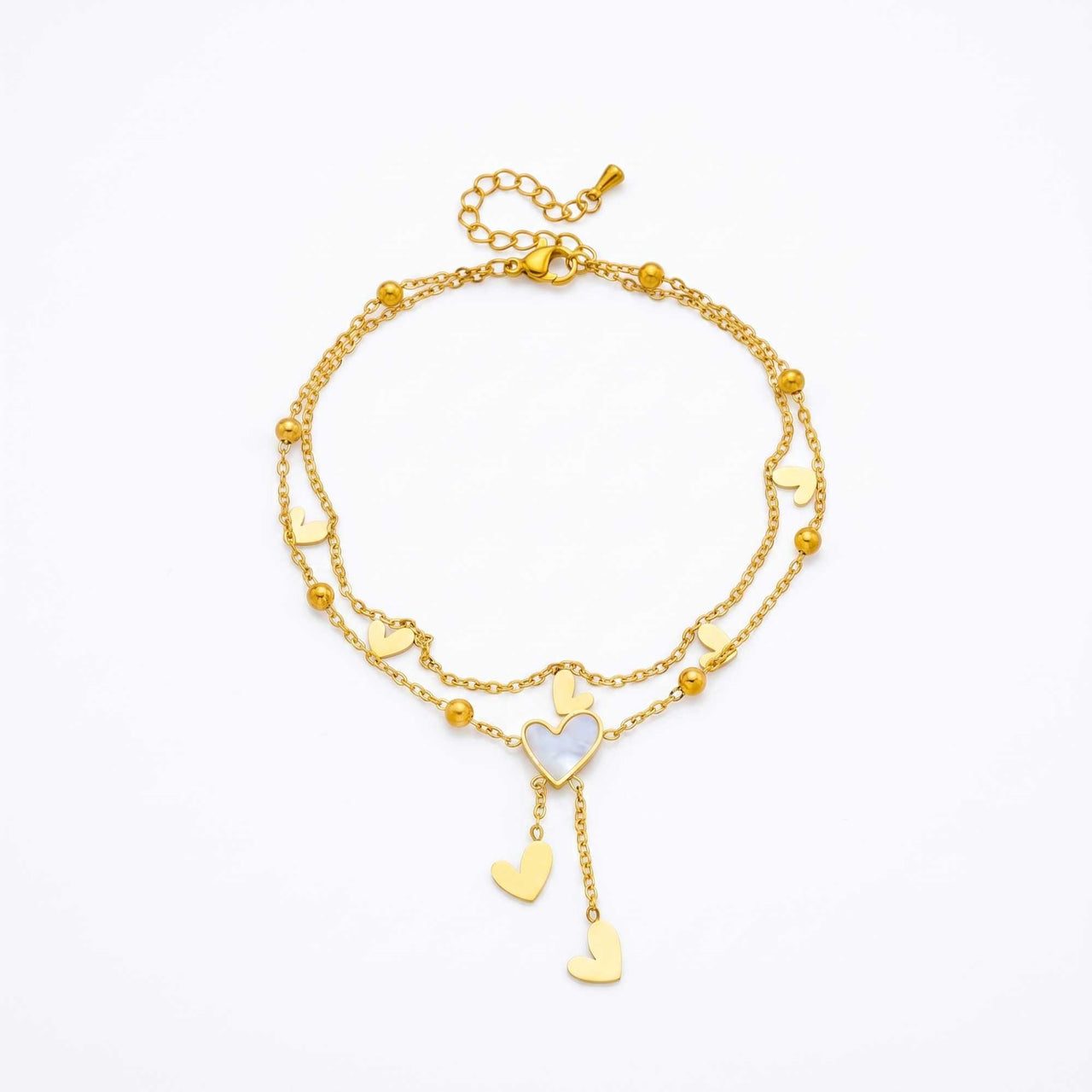 Fußkettchen Gold Herz Perlmutt