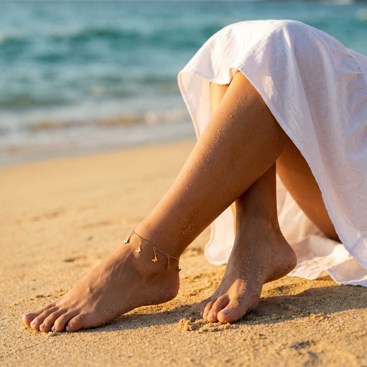 Siena Fußkettchen Gold mit Schmetterlingen