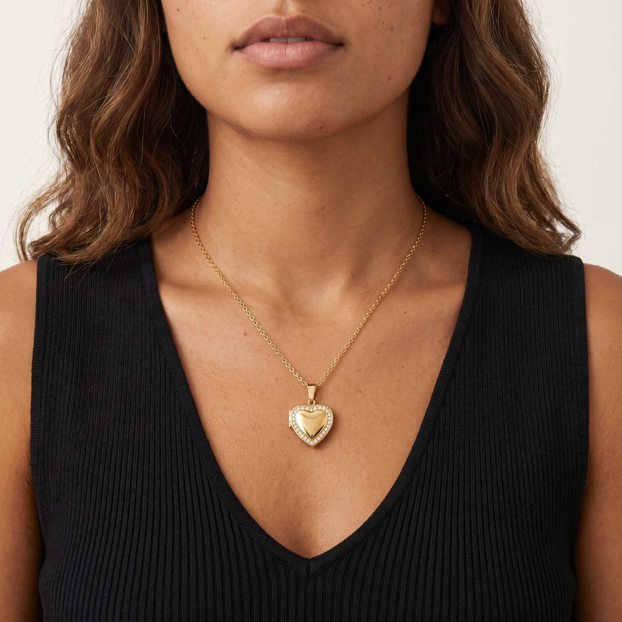 Kristall-Herz-Medaillon Halskette mit Foto