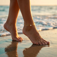 Thumbnail for Amalfi Fußkettchen Gold Zweilagig