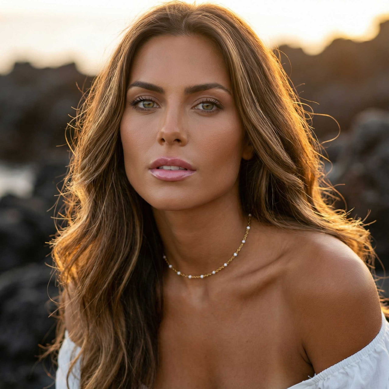 Weiße Perlen Choker