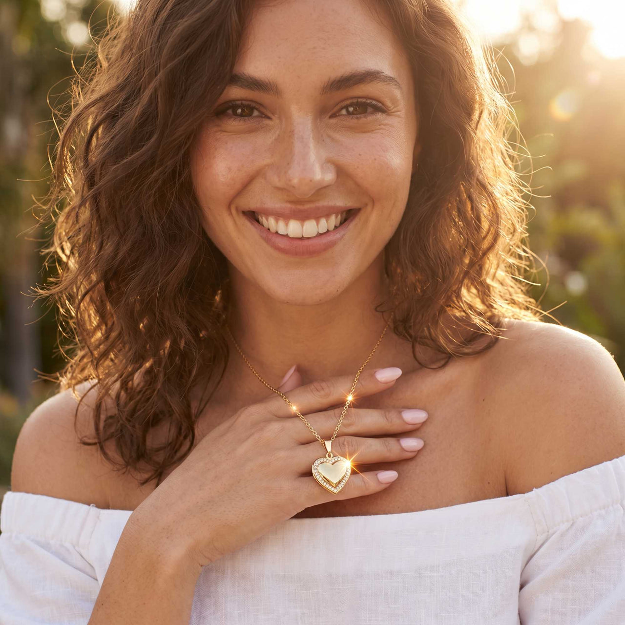 Kristall-Herz-Medaillon Halskette mit Foto