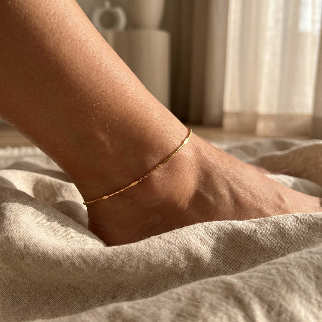 Sorrento Fußkettchen Gold Schlangenkette