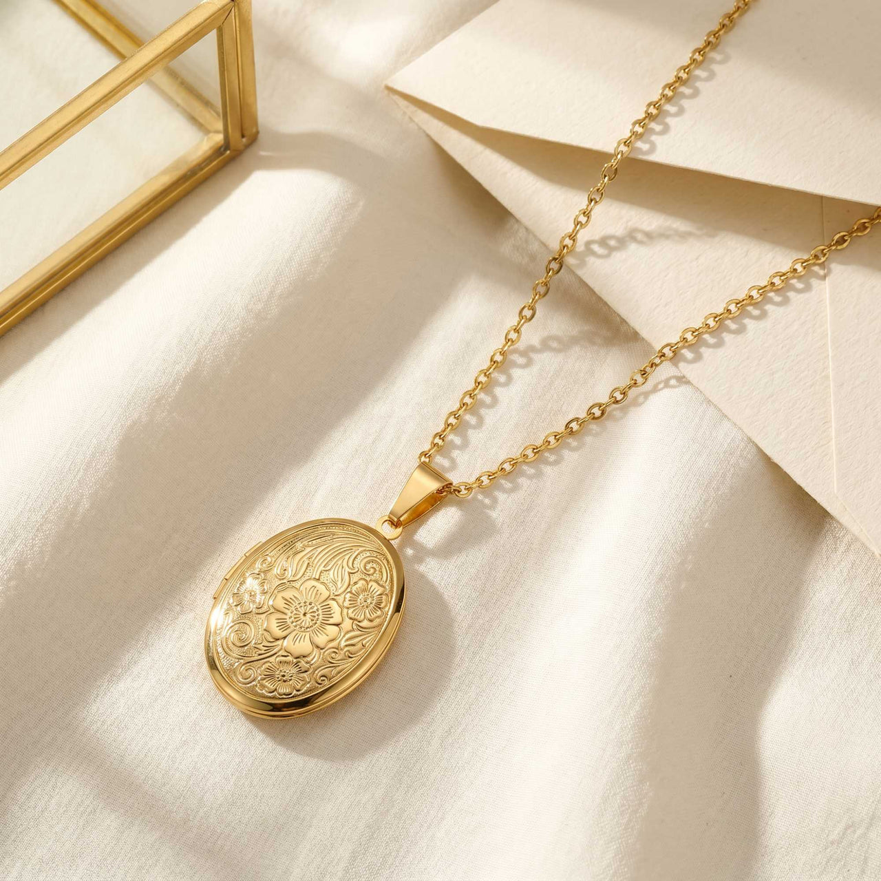 Florale Foto-Medaillon-Kette
