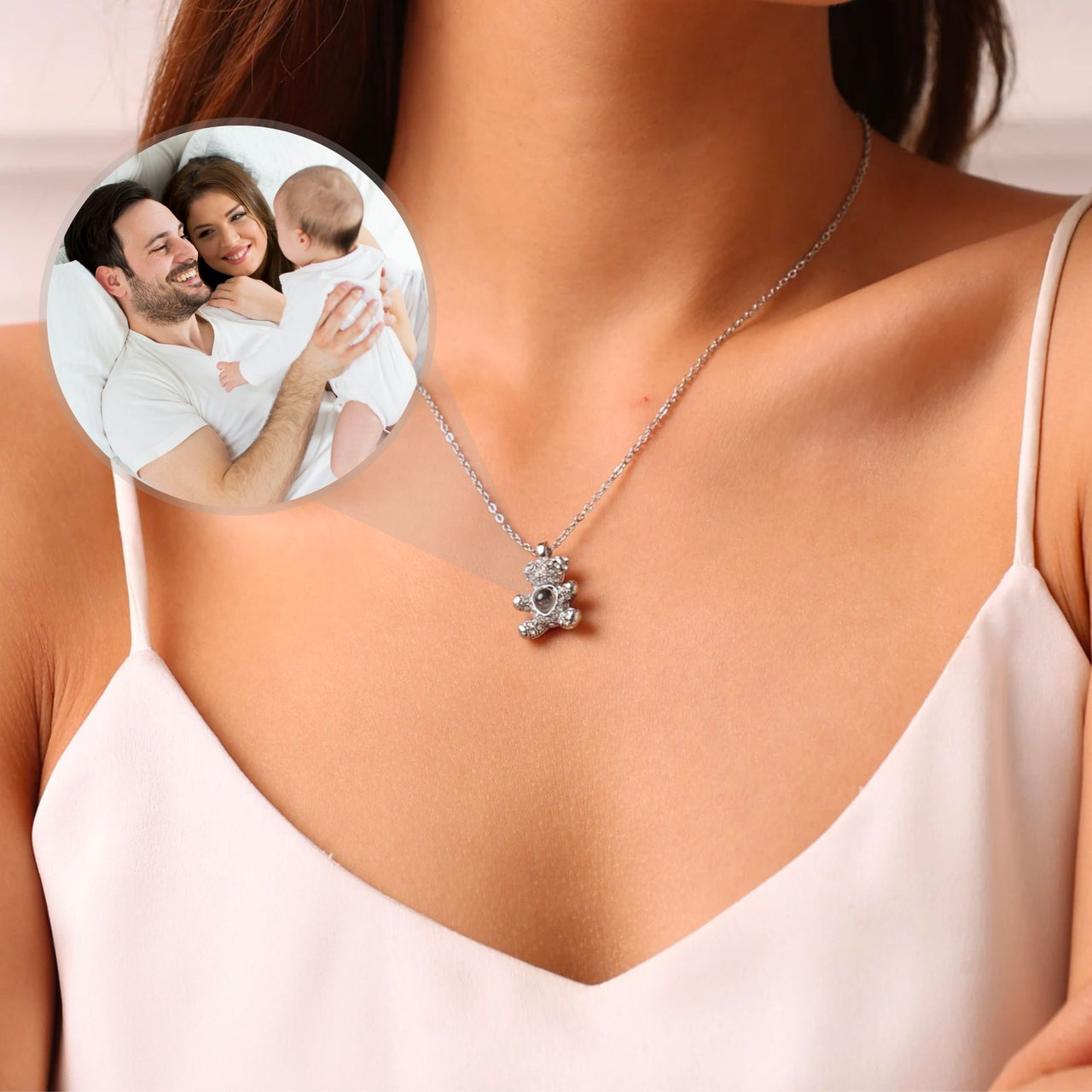 Teddy Bear Photo Necklace