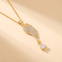 Thumbnail for Angel Wing Drop Necklace, gold | SKU: 42005-gold