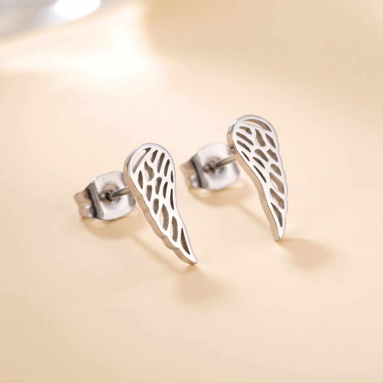 Angel Wing Stud Earrings, silver | SKU: 42008-silver