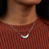 Thumbnail for The silver necklace worn, close-up | SKU: 42001-silver