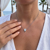 Thumbnail for Kette minimalistisch — getragen, echte Größe, Silber | SKU: 18048714-rhodium-plated