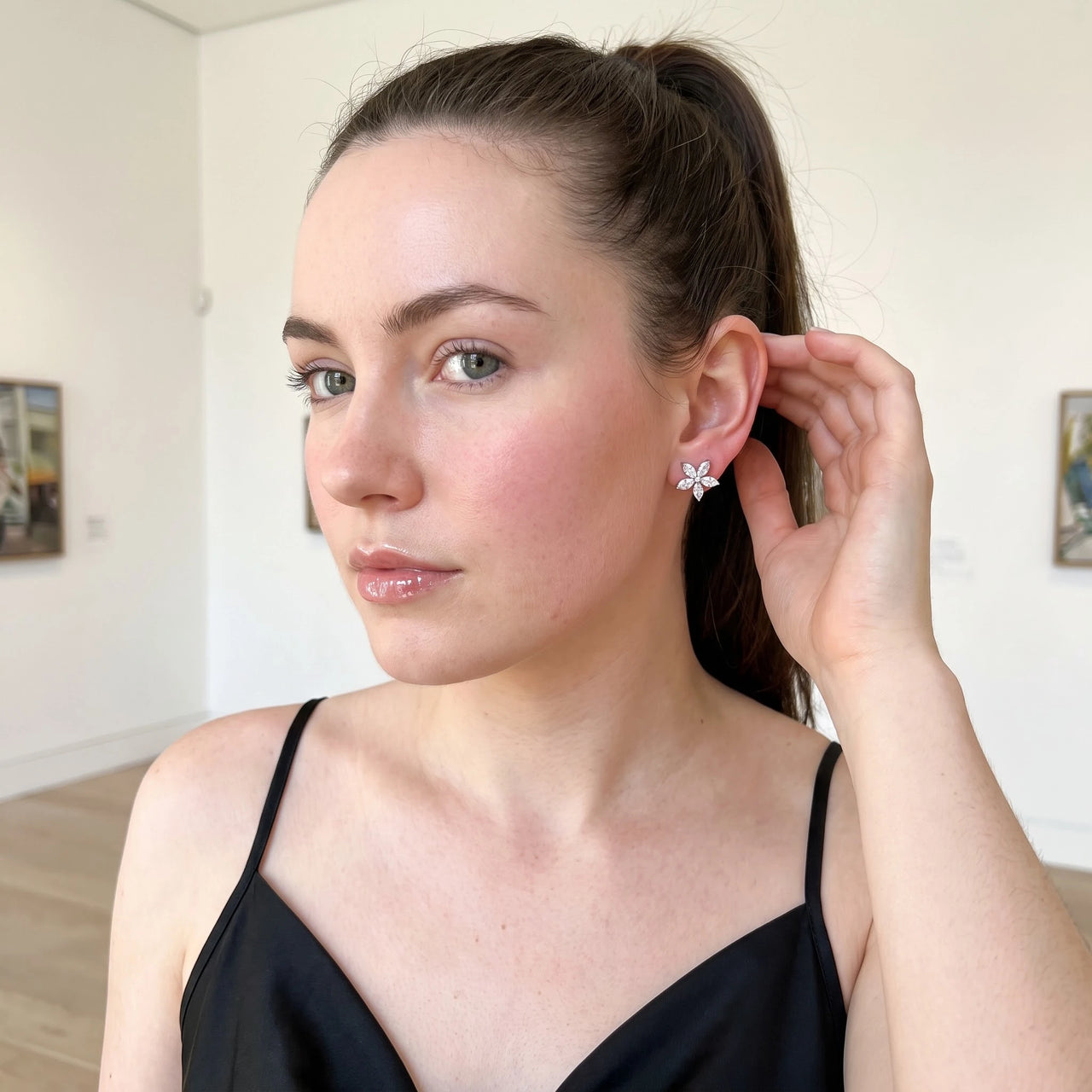 Blumen ohrringe — getragen im Alltag, Silber | SKU: 419620-silver