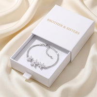 Thumbnail for Austrian Crystals Flowers, silver bracelet — gift box | SKU: 422177-white-gold-XS-S