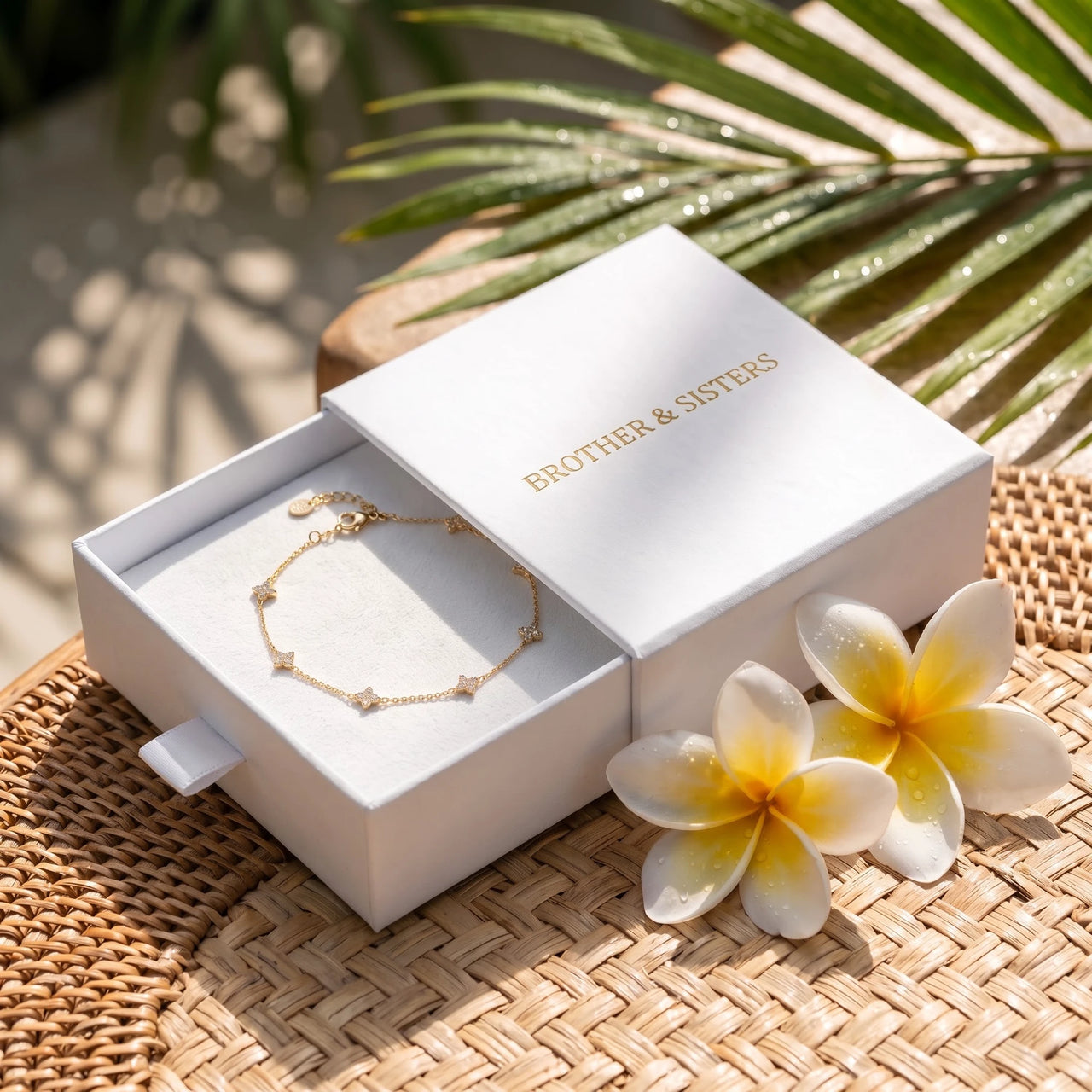 Clover Charm Anklet in its Brother & Sisters gift box