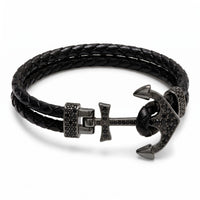 Thumbnail for Black Anchor Bracelet – studio packshot | Brother & Sisters | SKU: 3621358-gun-black-XS-14-15, 3621358-gun-black-S-16-17, 3621358-gun-black-M-18-19, 3621358-gun-black-L-20-21, 3621358-gun-black-XL-22-23