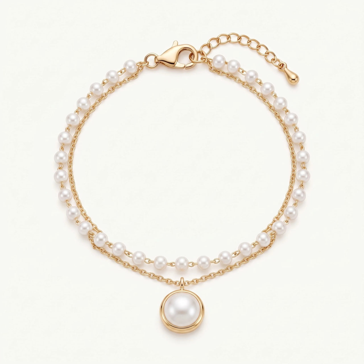 Perlenarmband — Produktfoto auf weißem Hintergrund, Gold | SKU: l-epure