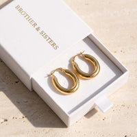 Thumbnail for Chunky gold hoops — in the gift box, gold | SKU: lesbrillantes
