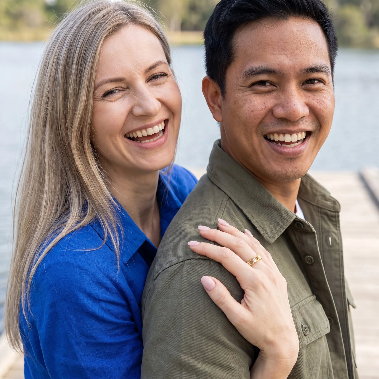 Bague coeur or — photo en couple, or | SKU: lescoeurs