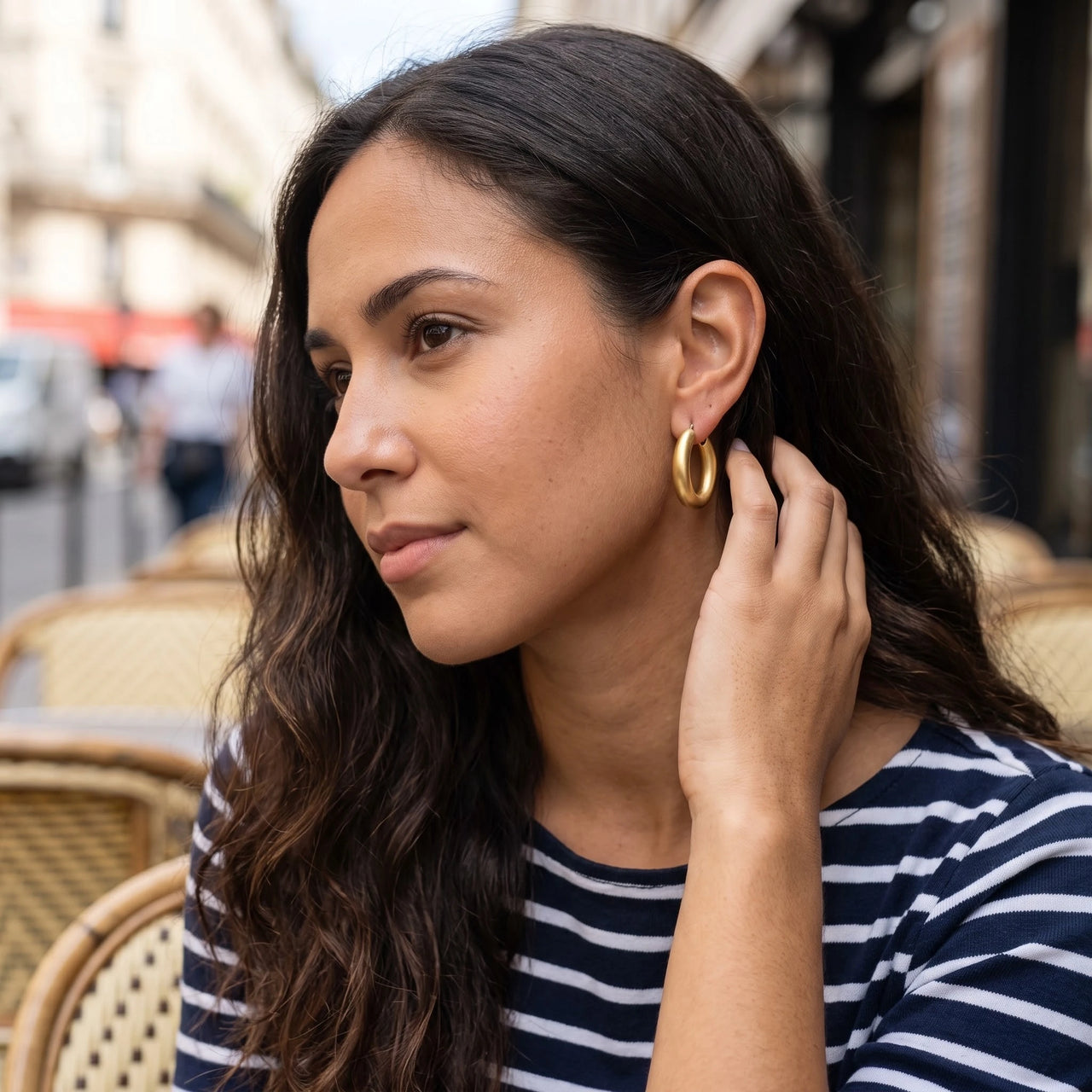 Ohrringe damen — getragen im Alltag, Gold | SKU: lesmates