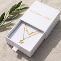 Thumbnail for Moon & Star Necklace, gold necklace — gift box | SKU: letoile-g