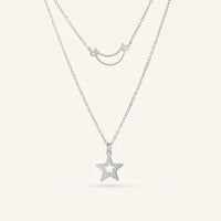 Thumbnail for Moon & Star Necklace, silver necklace — packshot | SKU: letoile-wg
