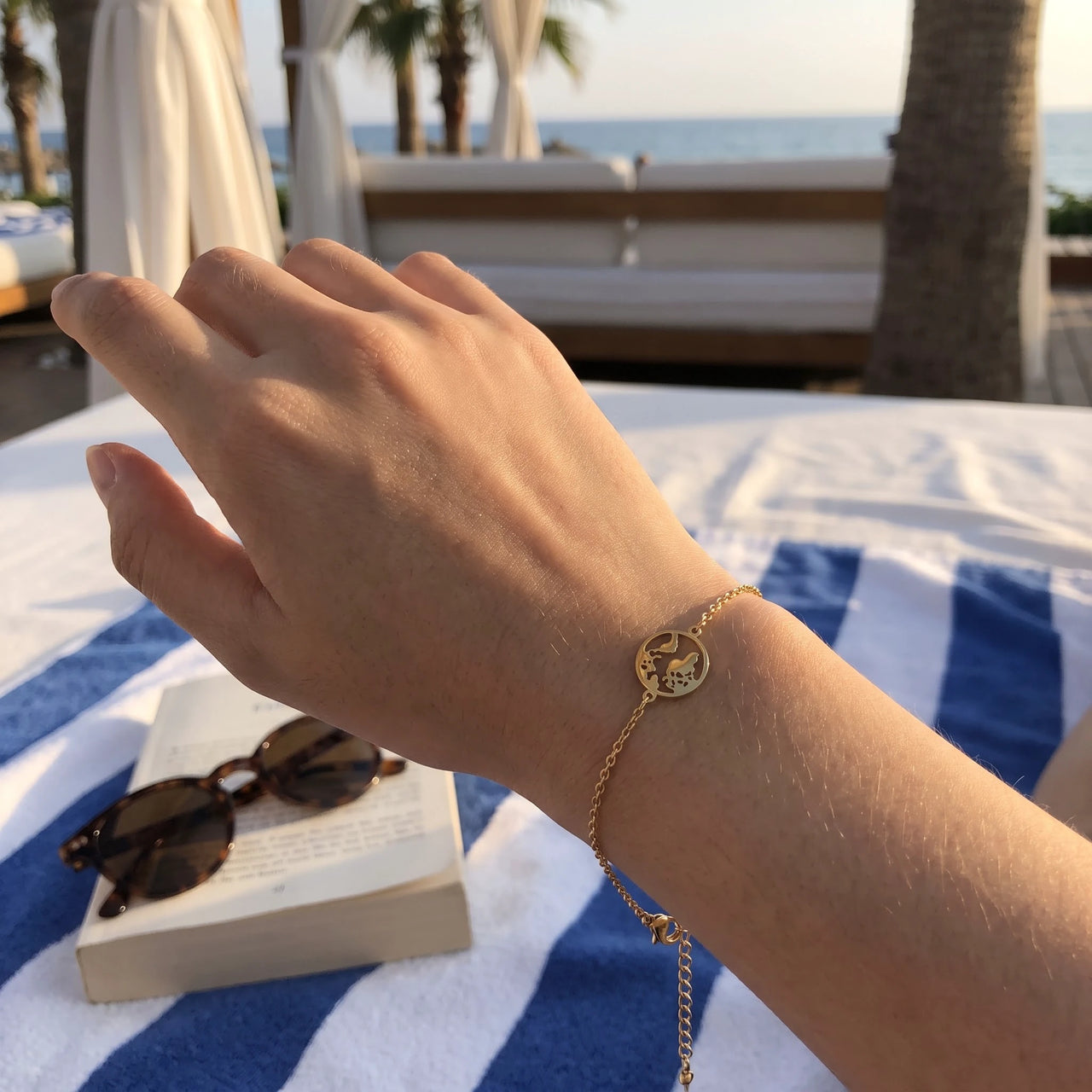 Gioielli in acciaio — foto indossata, misura reale, oro | SKU: 22665062-gold