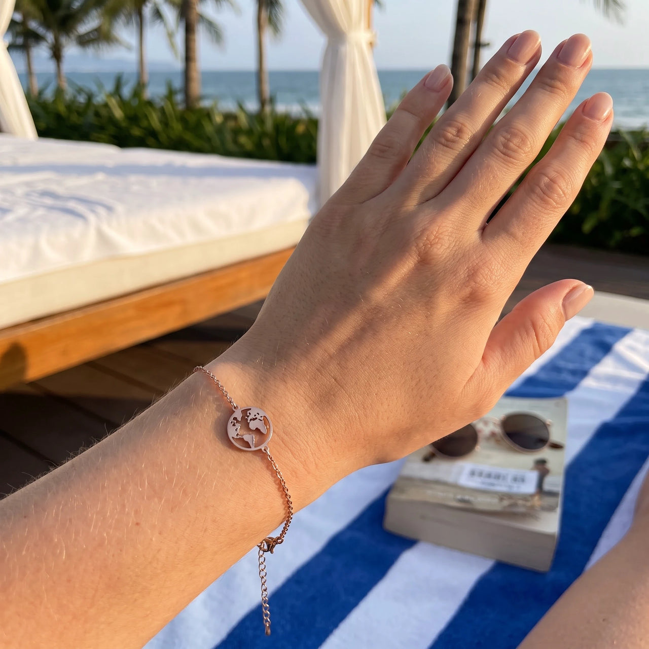 Gioielli in acciaio — foto indossata, misura reale, oro rosa | SKU: 22665062-rose-gold