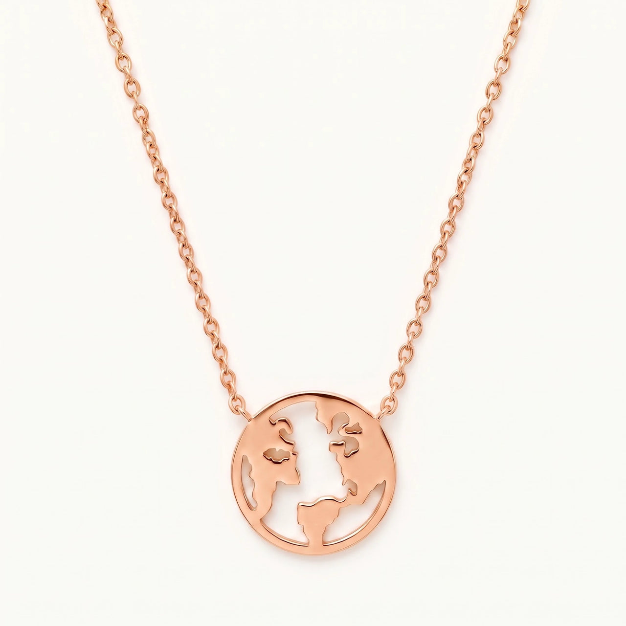 Collana mondo — foto prodotto su sfondo bianco, oro rosa | SKU: 22173453-rose-gold