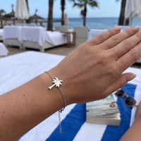 Thumbnail for Silver charm bracelet worn, showing its real size | SKU: 7819407-silver-plated