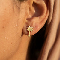 Thumbnail for Boucles d'oreilles palmier — gros plan sur les détails, or | SKU: 10287609-gold-color