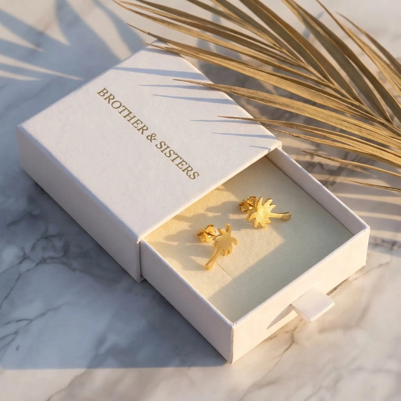 Boucles d'oreilles palmier — dans l'écrin cadeau, or | SKU: 10287609-gold-color
