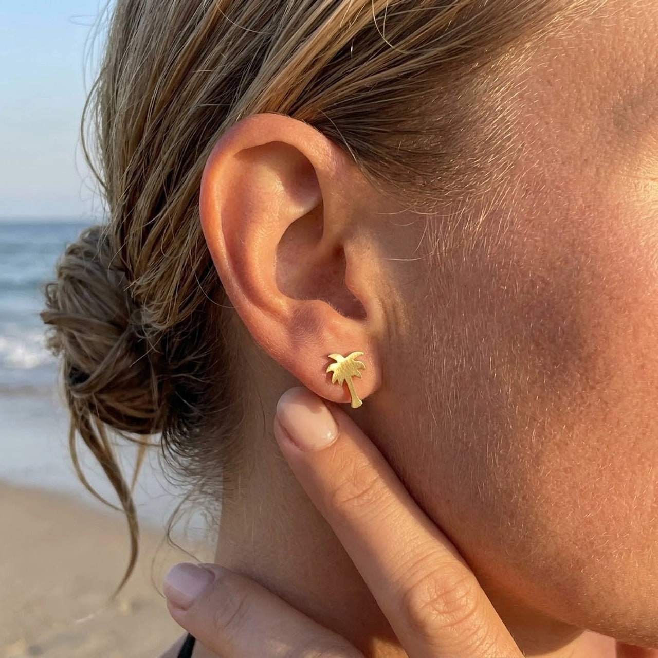 Bijoux plage — photo portée, taille réelle, or | SKU: 10287609-gold-color