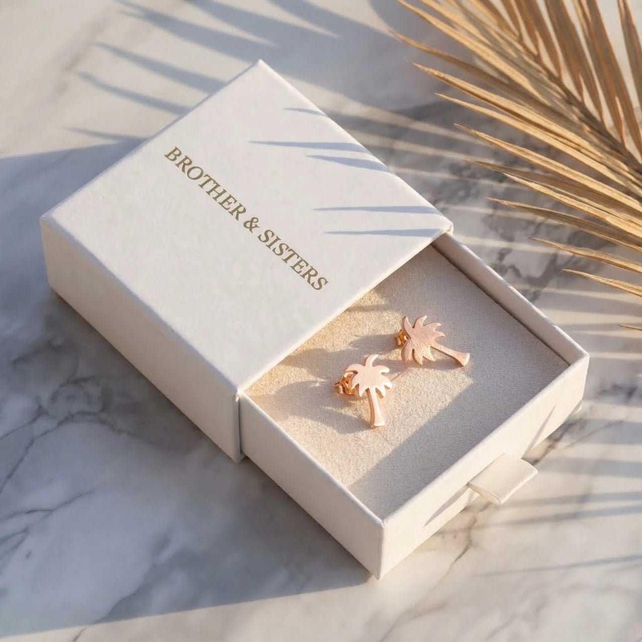 Boucles d'oreilles palmier — dans l'écrin cadeau, or rose | SKU: 10287609-rose-gold-color