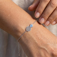 Thumbnail for Close-up of the silver charm bracelet worn on the skin | SKU: 9178613-white-gold