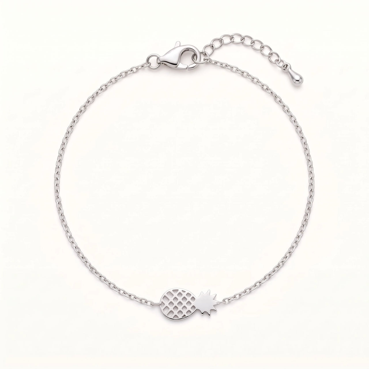 Little Pineapple Bracelet, silver charm bracelet | SKU: 9178613-white-gold